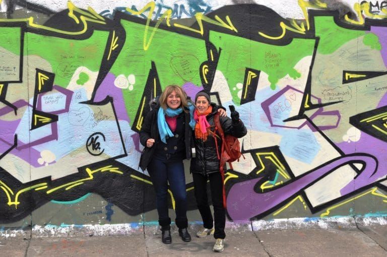 Sue and Barbara at the Berlin wall
